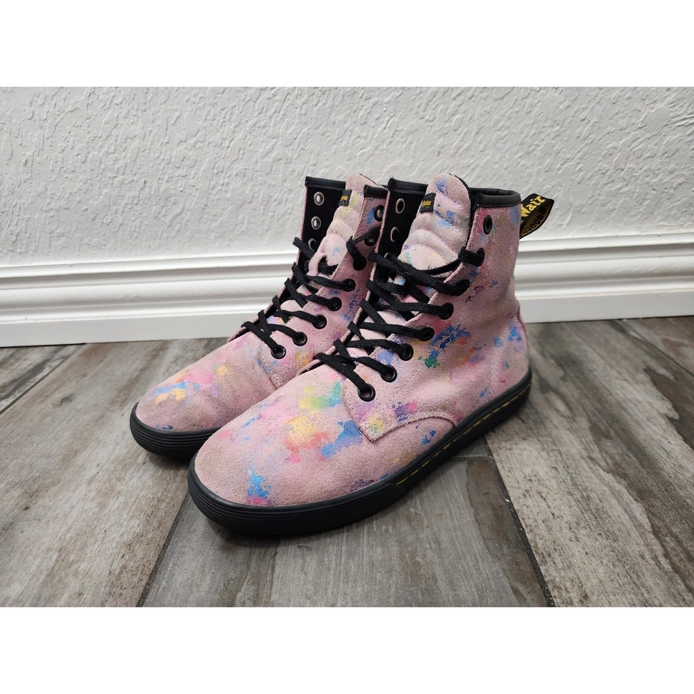 Dr. Martens Sheridan Ankle Boots Pink Floral Print Lace Up Womens Size 6 - Picture 2 of 12